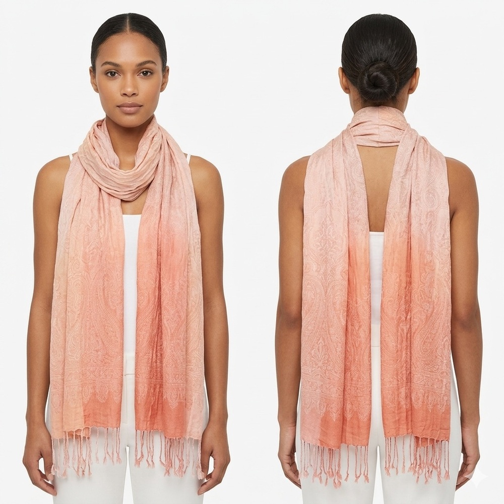 Light Pink Ombre Paisley Scarf - Women Accessories